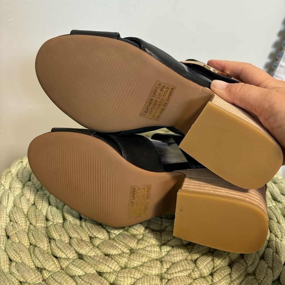 NEW Anthropologie Silent D Silchon Black Leather Crisscross Strap Heeled Sandal - Picture 9 of 11